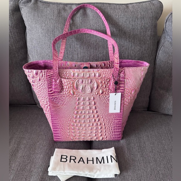 Brahmin Pink Textured Tote Bag - Picture 2 of 5